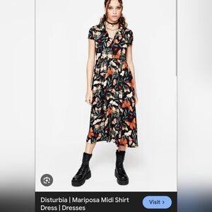 Disturbia Mariposa Midi Shirt Dress